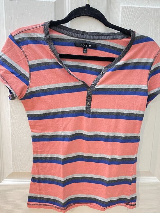 Hype Tops - Casual T-Shirts Women Size S Striped Basic Everyday Tee
